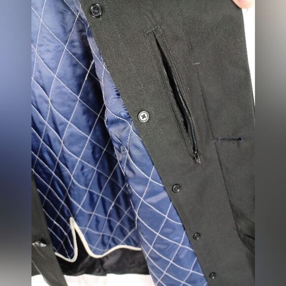 Bachrach Mens Trench Coat Black Collared - Picture 11 of 14